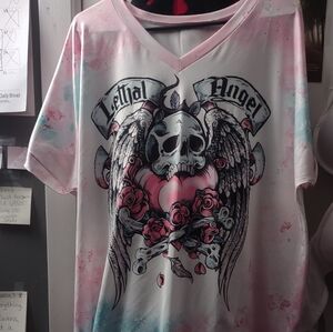 NWOT Women's Skull V Neck Top